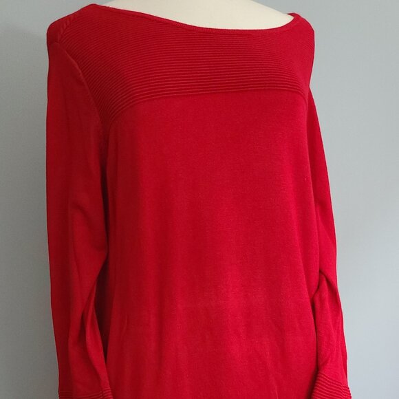 Red Stylish Long Sweater Zipper cuffs Flare Hemline XL Alfani Tunic - Picture 1 of 5